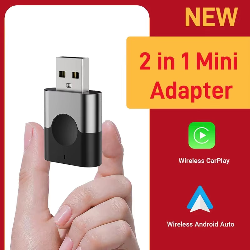 Transform Your Ride: New 2-in-1 Wired to Wireless CarPlay & Android Auto Mini Adapter - Compatible with 99% of Cars!