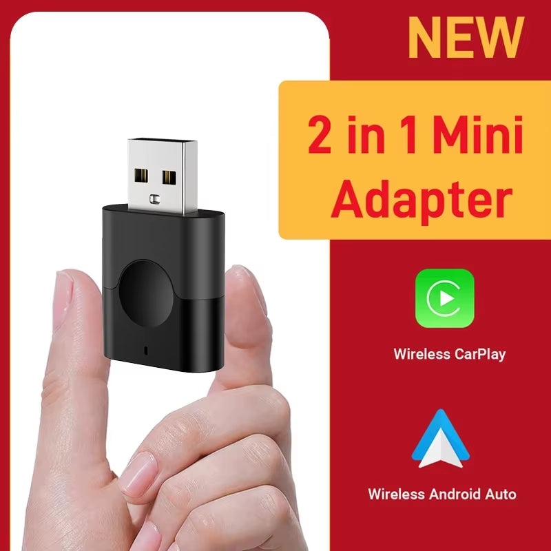 Transform Your Ride: New 2-in-1 Wired to Wireless CarPlay & Android Auto Mini Adapter - Compatible with 99% of Cars!