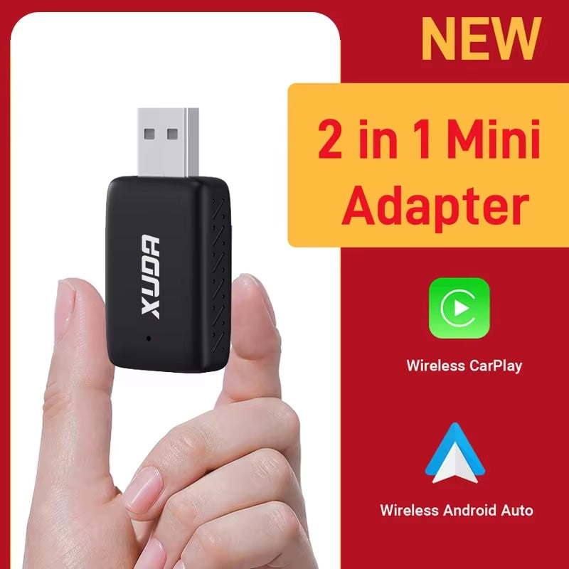 Transform Your Ride: New 2-in-1 Wired to Wireless CarPlay & Android Auto Mini Adapter - Compatible with 99% of Cars!