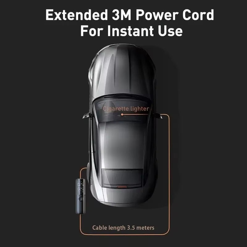 Powerful 12V Car Tire Air Pump - Portable Electric Inflator for Cars, Motorcycles, and Bicycles with Extended Power Cord